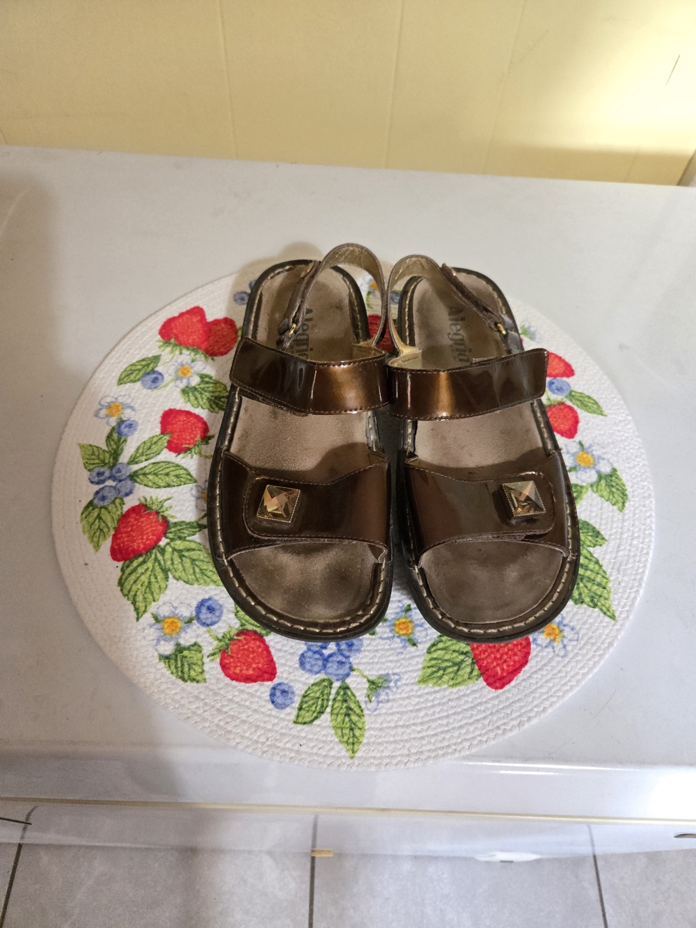 Alegria Verona Bronze Metallic Leather Slingback Sandals